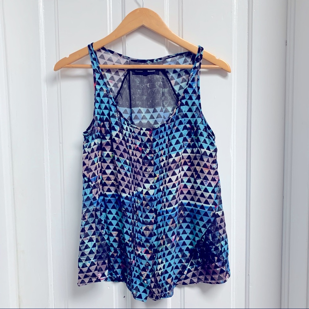 PROENZA SCHOULER SPRING 2013 GEOMETRIC POOL DIGITAL PRINT SILK TANK TOP LARGE
